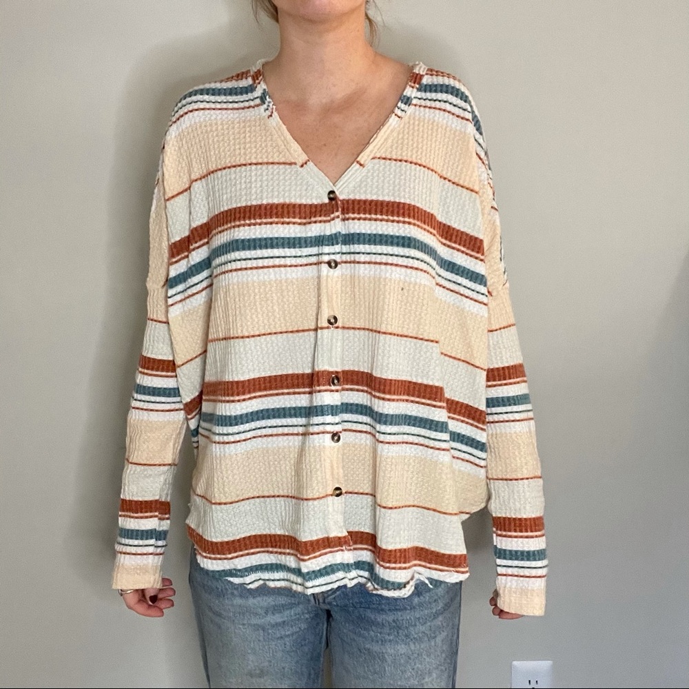 Cozy striped button down